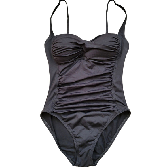 La Blanca by Rod Beattie Shirred One Piece Swimsuit Size 6 Black Excellent Cond. - Picture 3 of 8